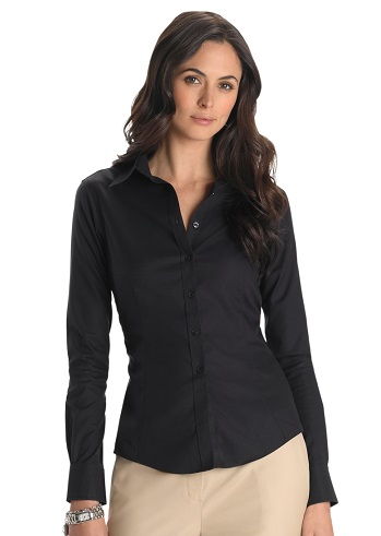 Moterų non ironed tailor fit black shirt