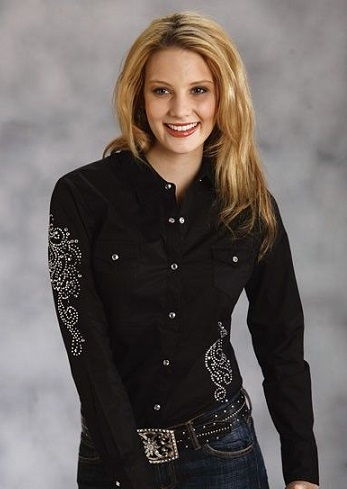 Moterys black sequined shirt