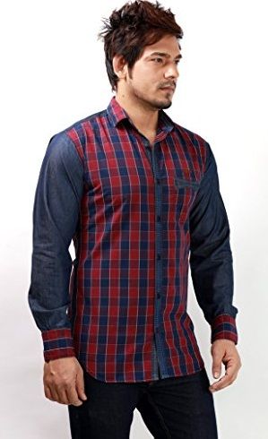 Vakarėlis Wear Check Pattern Long Sleeve Shirts for Men