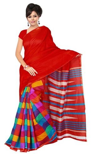 12. Red printed chanderi saree