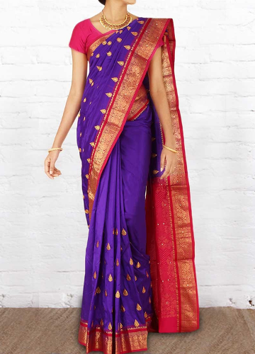 Violet-Pink Vastrakala Pattu Saree 5