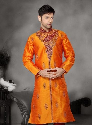 Raw Silk Embroidery Kurta