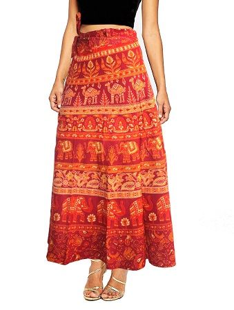 narancs Printed Wrap Around Skirt