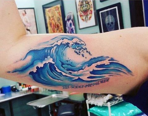 Wavy Bicep Tattoo Design