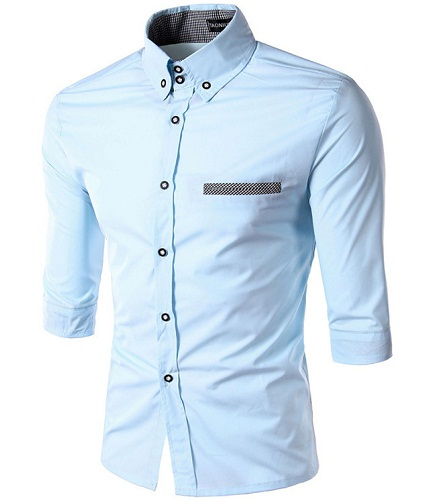 Half Sleeve Slim Fit Blue Shirt