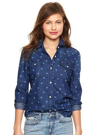 Printed Women’sDenim Shirt