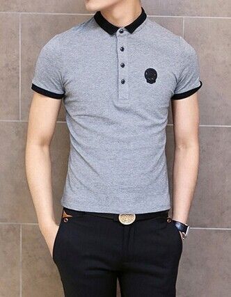 Polo neck Grey t shirts for men