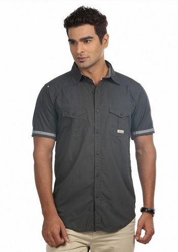 Subţire fit Grey shirt for men