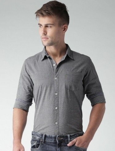 Cărbune Grey Casual Shirt for men