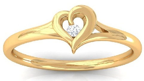 Auksinis Diamond Ring with Heart for Women