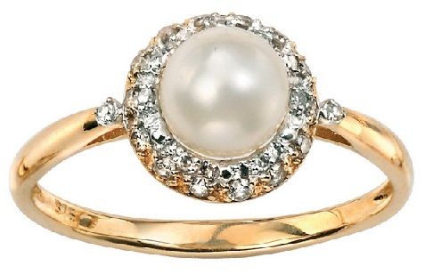 Auksas Diamond Ring with Pearls for Women