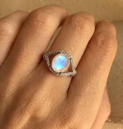 Oranžno-modra Moonstone ring