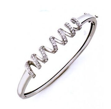 Helical Diamond studded Platinum Bracelet for Women