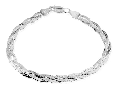 Herring Bone braided Platinum Bracelet for Men