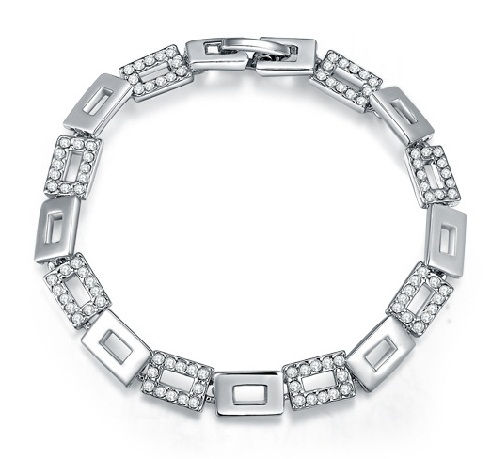 Square links Platinum Womens Bracelet