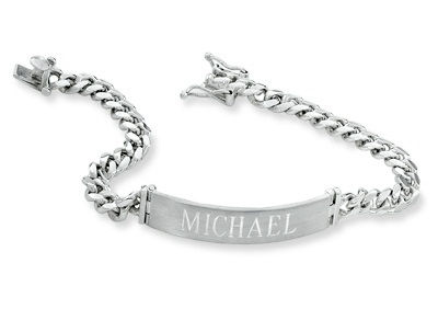 Name engraved Unisex Platinum Bracelet