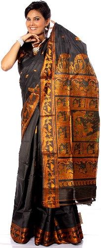 Baluchari Sarees-Black Baluchari Saree 15