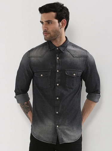 Debesys look denim shirt for men