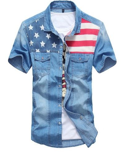 Retro denim shirt for men