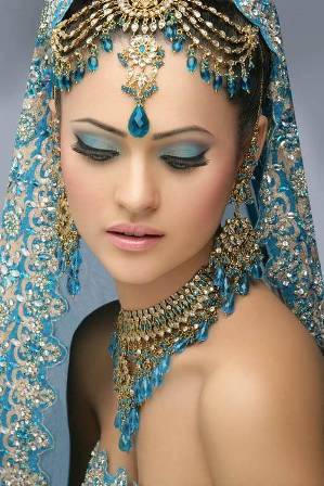 Blue and Gold Bridal Look