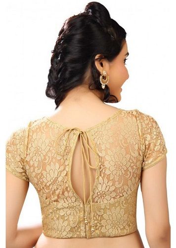 The Golden Floral Blouse Neck Design