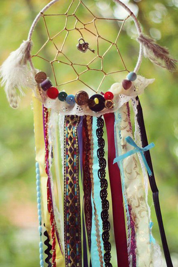 Handmade Colorful Rainbow Dream Catcher Headboard Decoration Interior Ideas