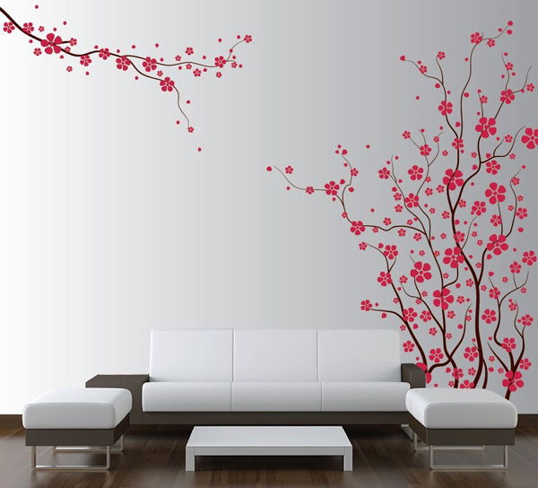 Large Wall Tree Nursery Decal Japanese Magnolia Cherry Blossom Flowers Branch