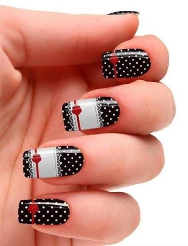 pontok and lace nail art