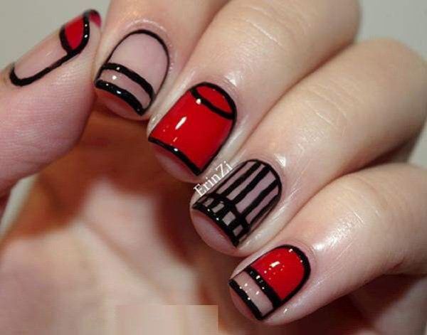 Piros and black nail art