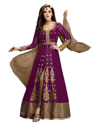 Indian Anarkali Purple Salwar Suit