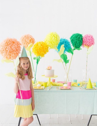 Poms Flower Paper Stick Crafts