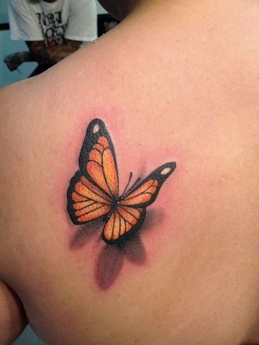 Portocale & Black Butterfly 3D Tattoo Design