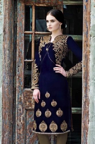 Straight navy bluesalwar suit