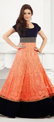 Anarkali style velvet salwar suit