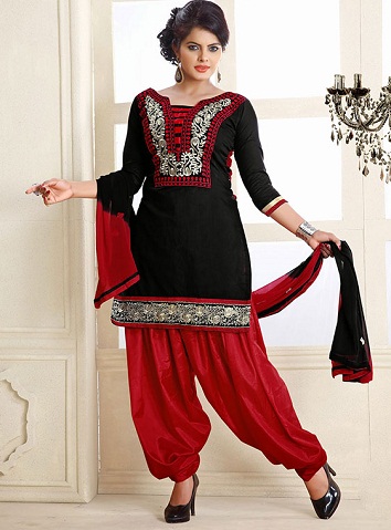 Black and Red Salwar Suit