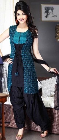 Black and Teal Cotton Salwar Suit