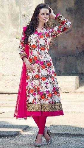 Ethnic floral print mid cut salwar suit