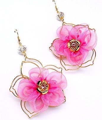 Ribbon Flower Earrings