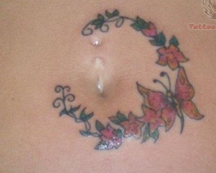 Ornamental Belly Button Tattoo Designs