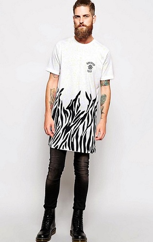 Zebra Stripped Longline T-shirt for Men