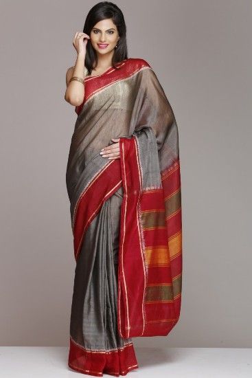 Pochampally cotton sarees Satin grey