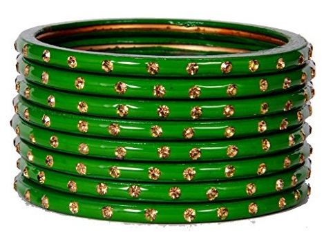 Golden Dots Green Bangles