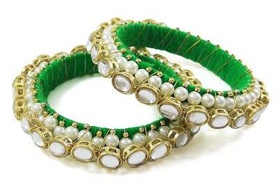 Ethinic Green Bangle with Pearl