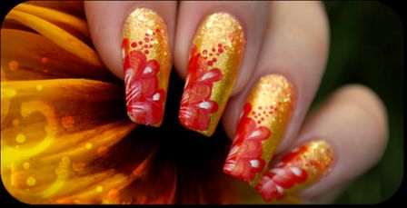 sunflower nail art