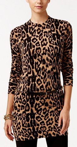 Macy Leopard-Print Tunic Sweater