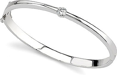 White Gold-Glitz Solitaire Bangle