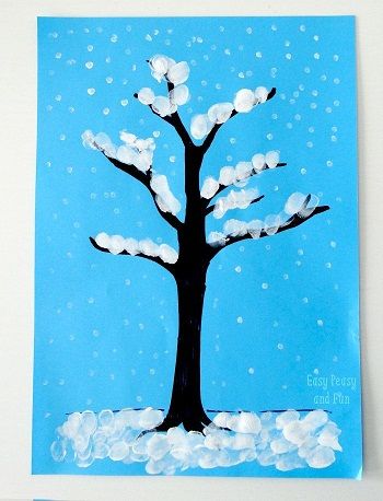 Finger Painting Winter Tree