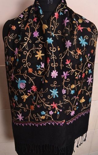 Fekete Colored Embroidered Pashmina Scarf