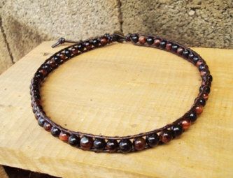 rdeča Tiger Eye Fancy Anklets for Men