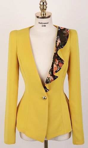 Rumena Blazer with Lotus Leaf Collar